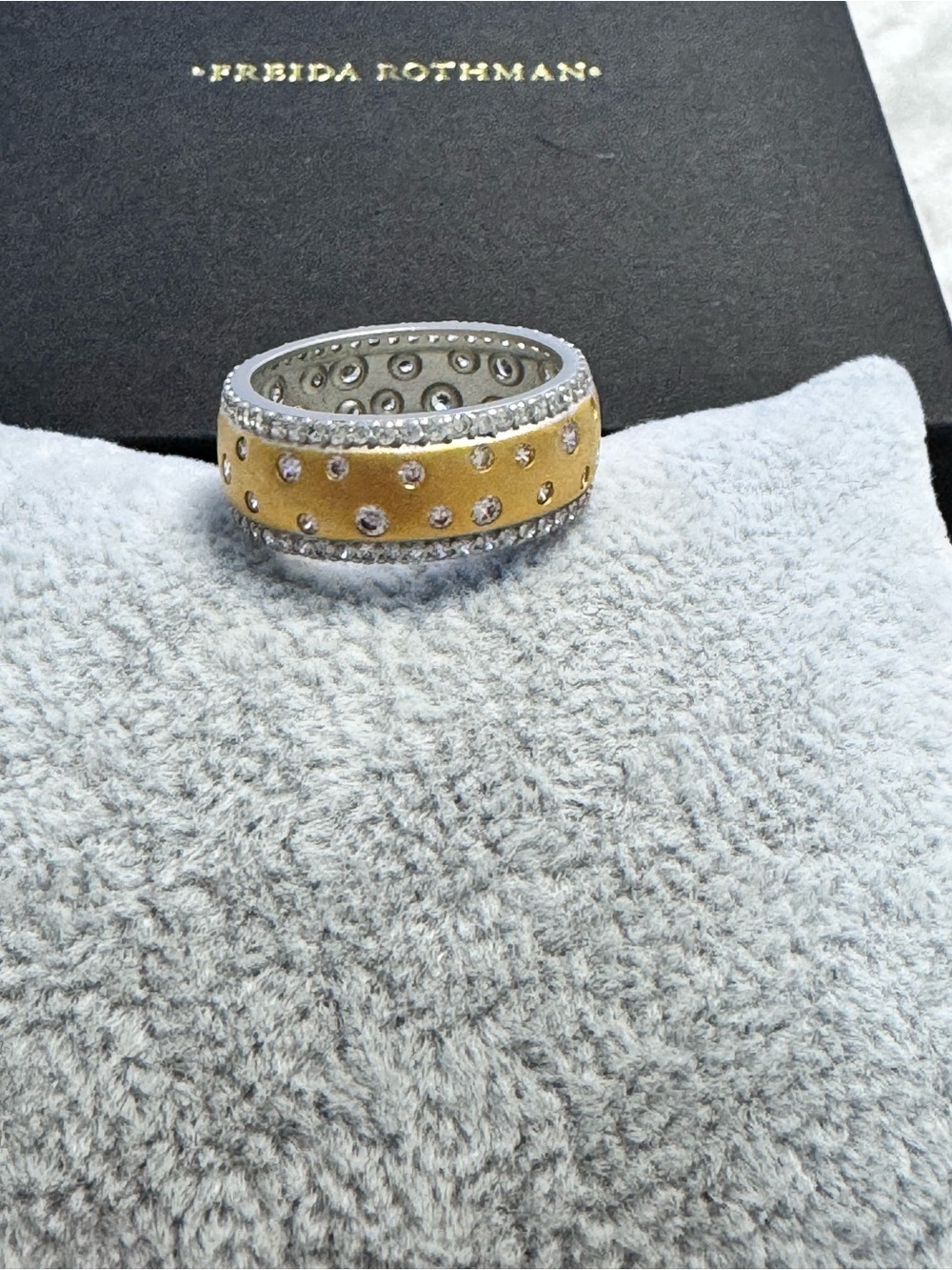Freida Rothman Matte Gold & Sterling Silver Scattered Stones Ring